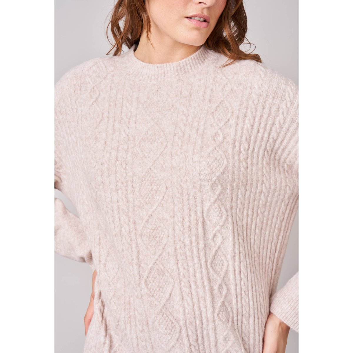 Robe ample femme en maille CORIANA beige, DEELUXE