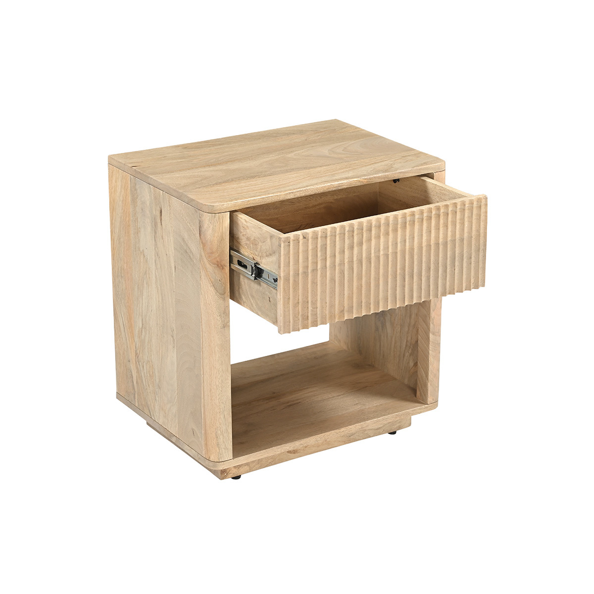 Table de chevet avec tiroir en bois clair manguier massif ALDA couleur unique, MILIBOO