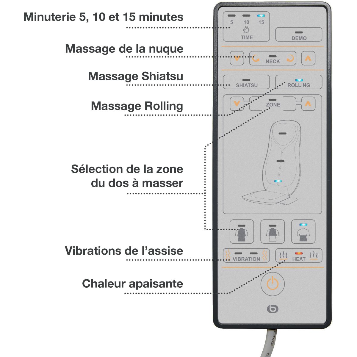 Siège massant chauffant EDM3 eden premium gris, ESSENTIEL B