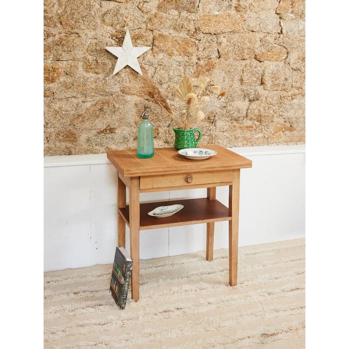 Table d'appoint en bois Francine N°1024 - Bon état bois clair, DEBONGOUT