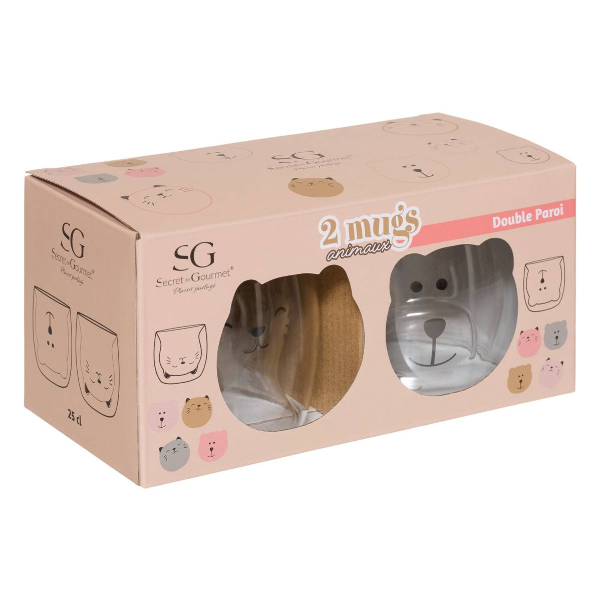 Coffret de 2 mugs en verre NATURE transparent, ATMOSPHERA