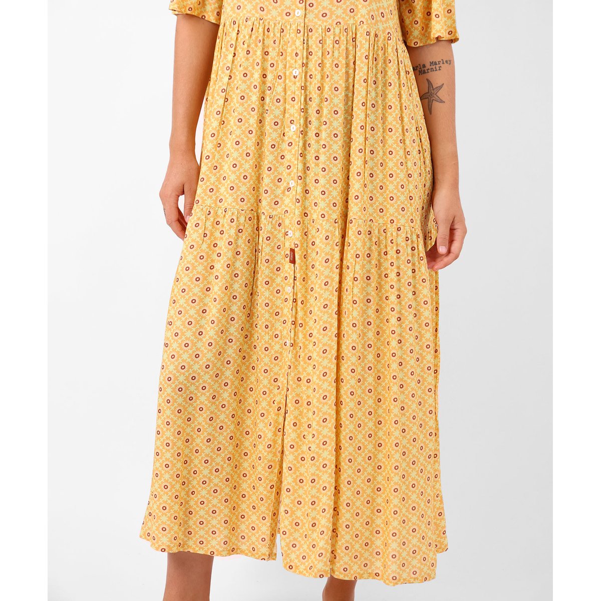 Robe longue imprimée RAVINA ambre, OXBOW