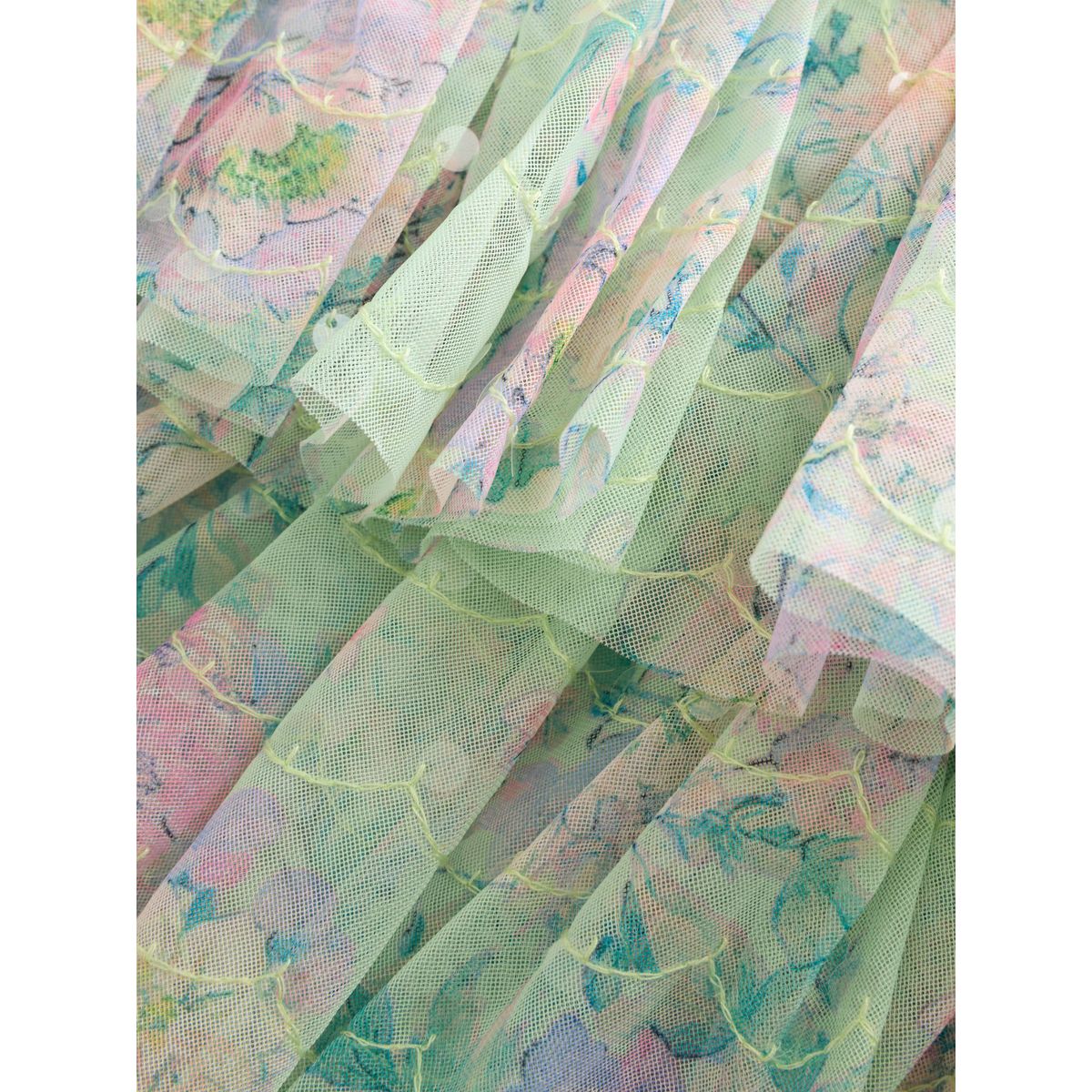 Robe en tulle à volants et fleurs sequins vert menthe, NEXT