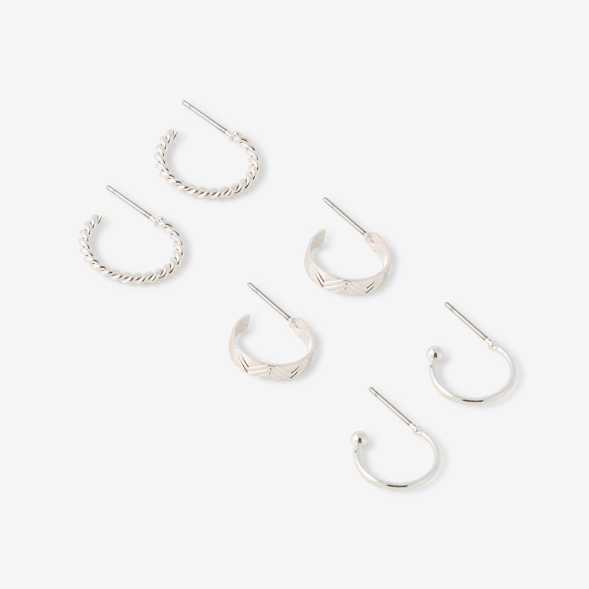 Set de 3 mini-créoles argentées argenté, BALABOOSTE