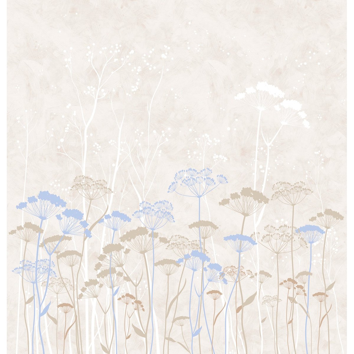 Papier peint panoramique Ombelles 288 x 300 cm - intissé, finition mate blanc, LE PAPIERS DE NINON