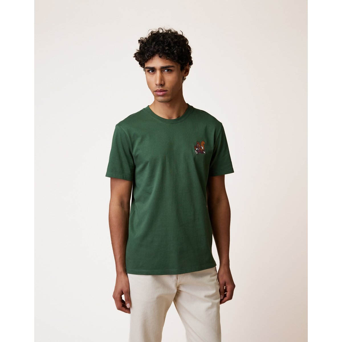 T-shirt en maille vert forêt, FAGUO