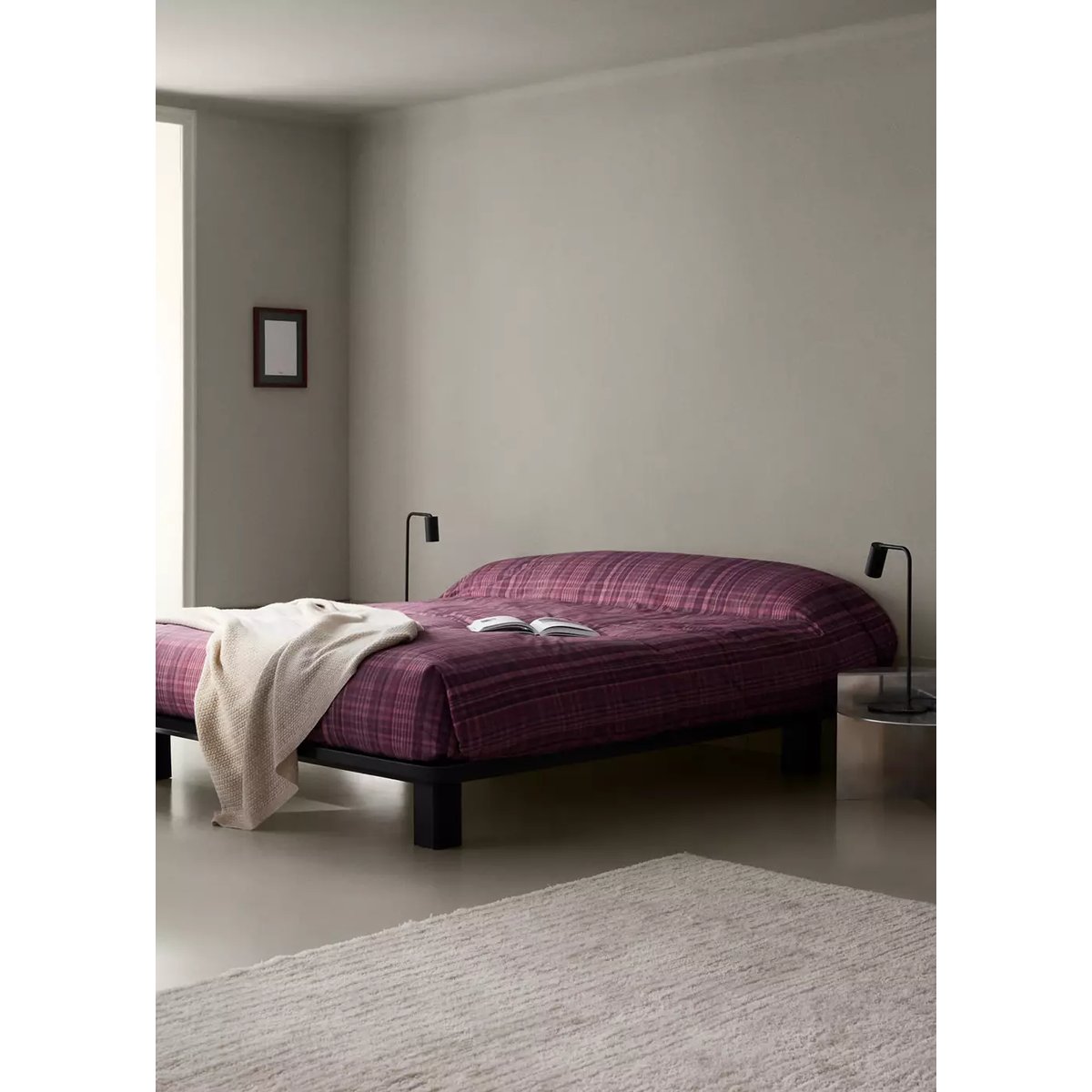 Housse de couette 100 % percale de coton Lit 135/140 cm lie de vin, MANGO HOME