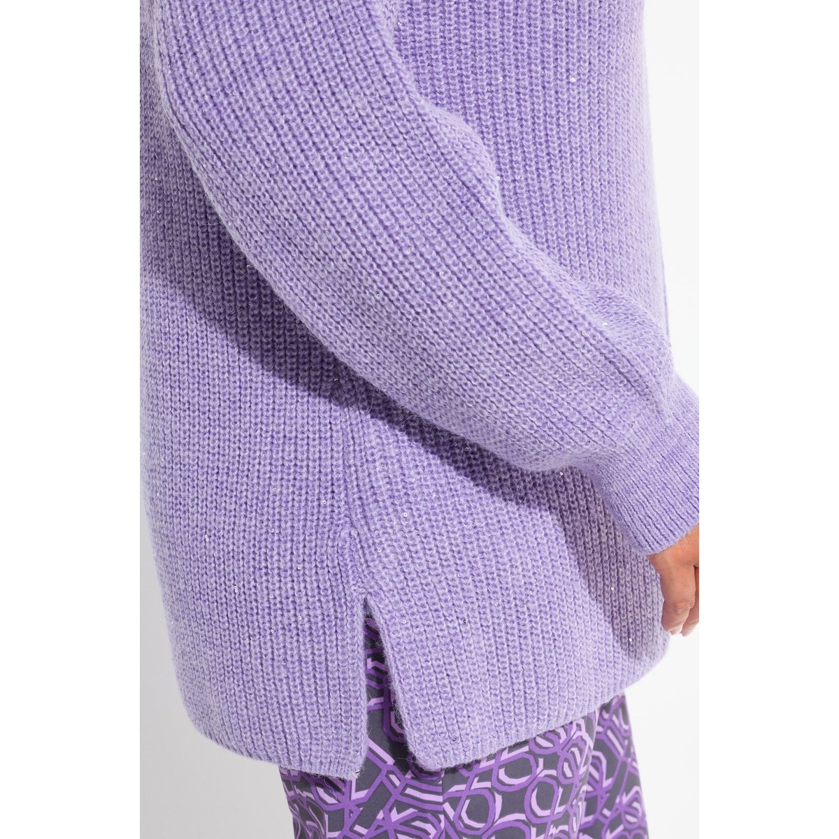 Cardigan oversize en maille côtelée lavande, ULLA POPKEN