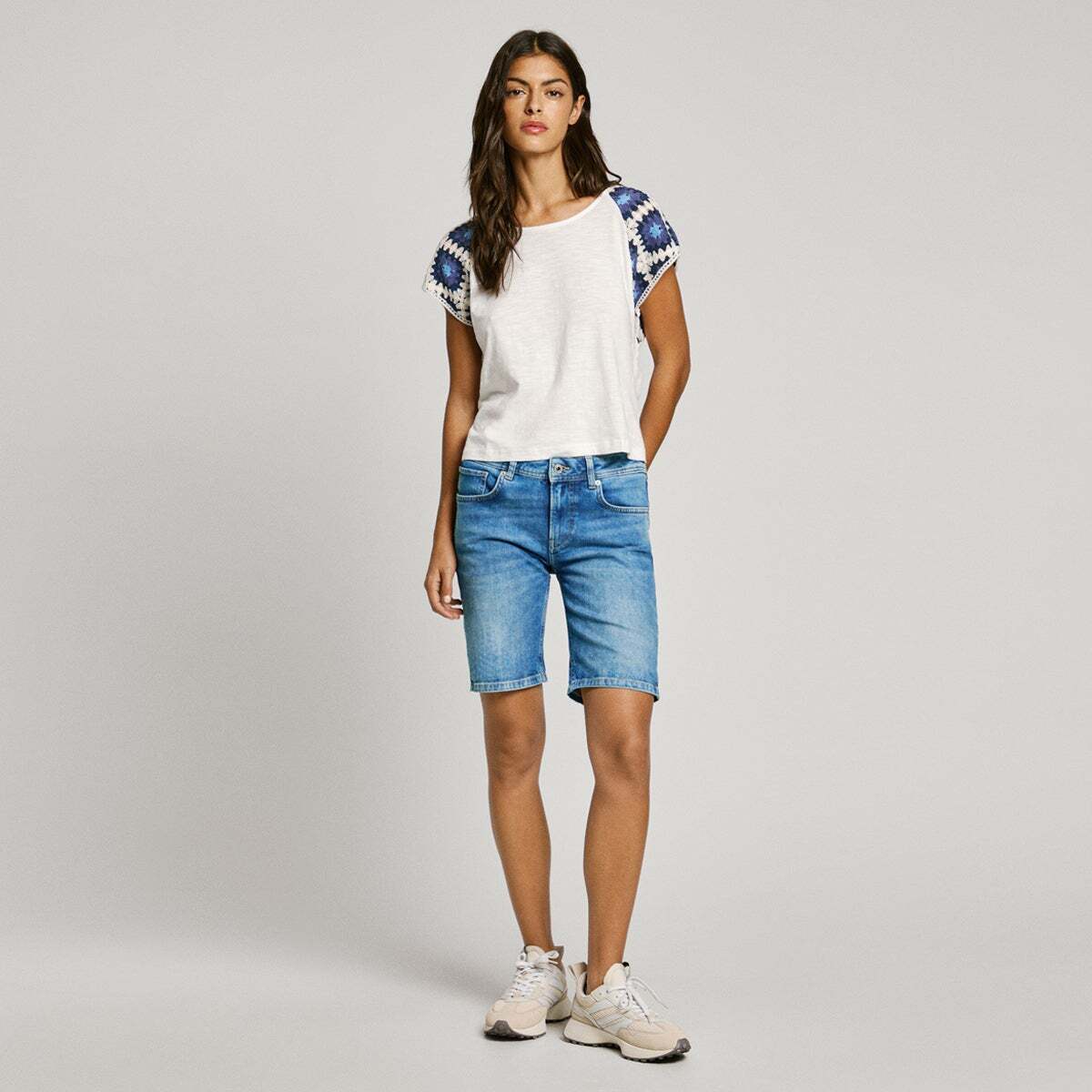 Short En Denim Coupe Slim sky blue, PEPE JEANS