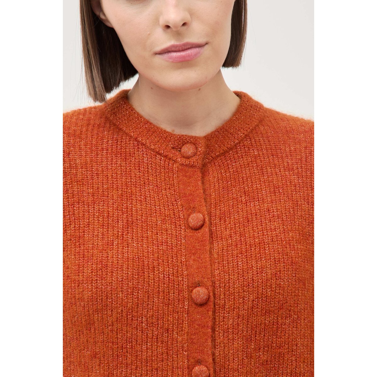 Gilet manches longues col rond marron cognac, BONOBO