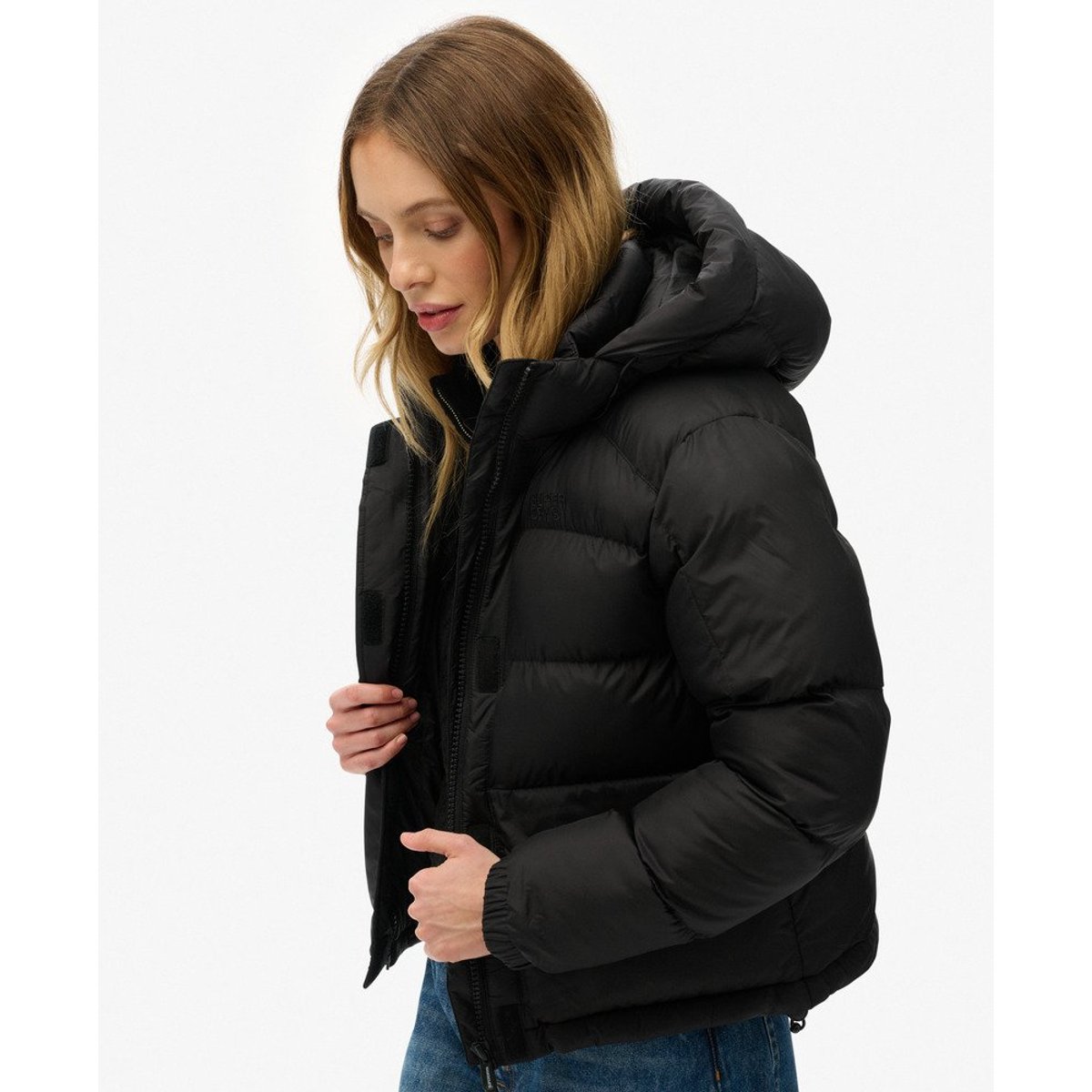 Doudoune Noire à Capuche noir, SUPERDRY