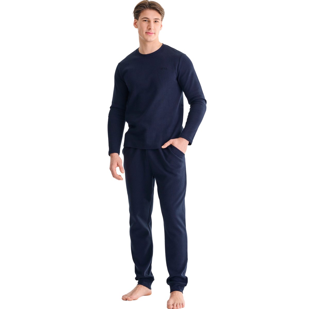 Pyjama pantalon top manches longues Julius bleu, LISCA
