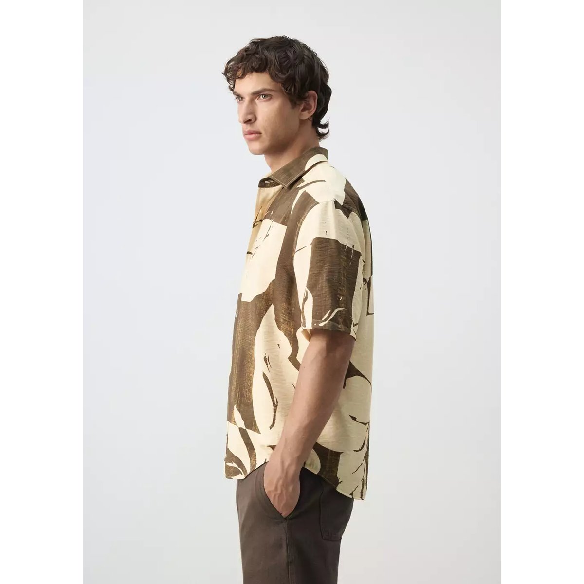 Chemise relaxed-fit imprimé vanille, MANGO MAN