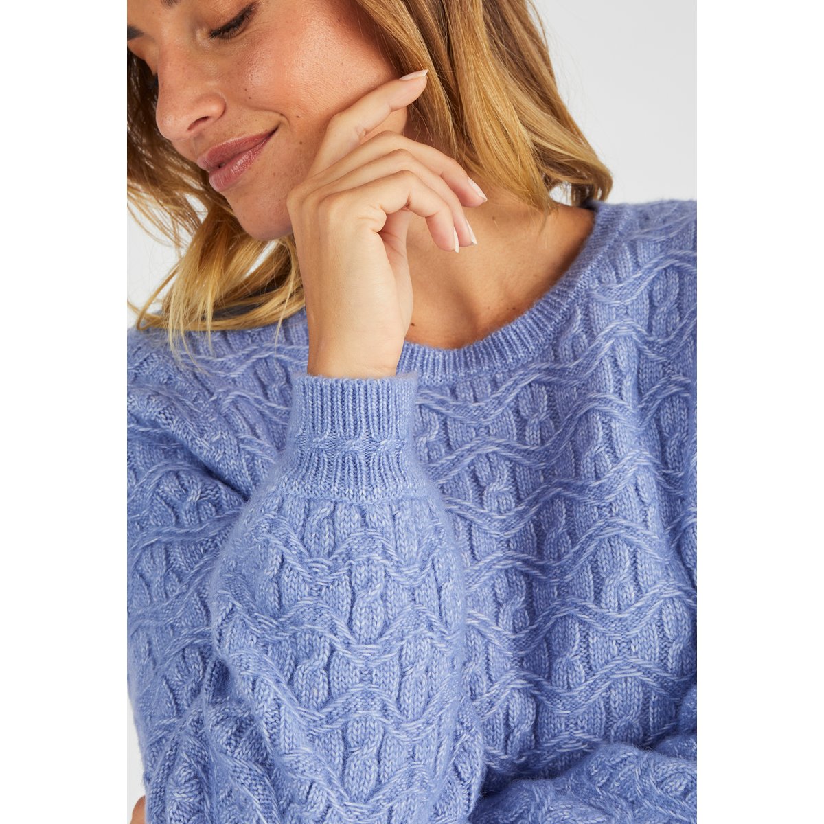 Pull maille fantaisie Thermolactyl bleu, DAMART