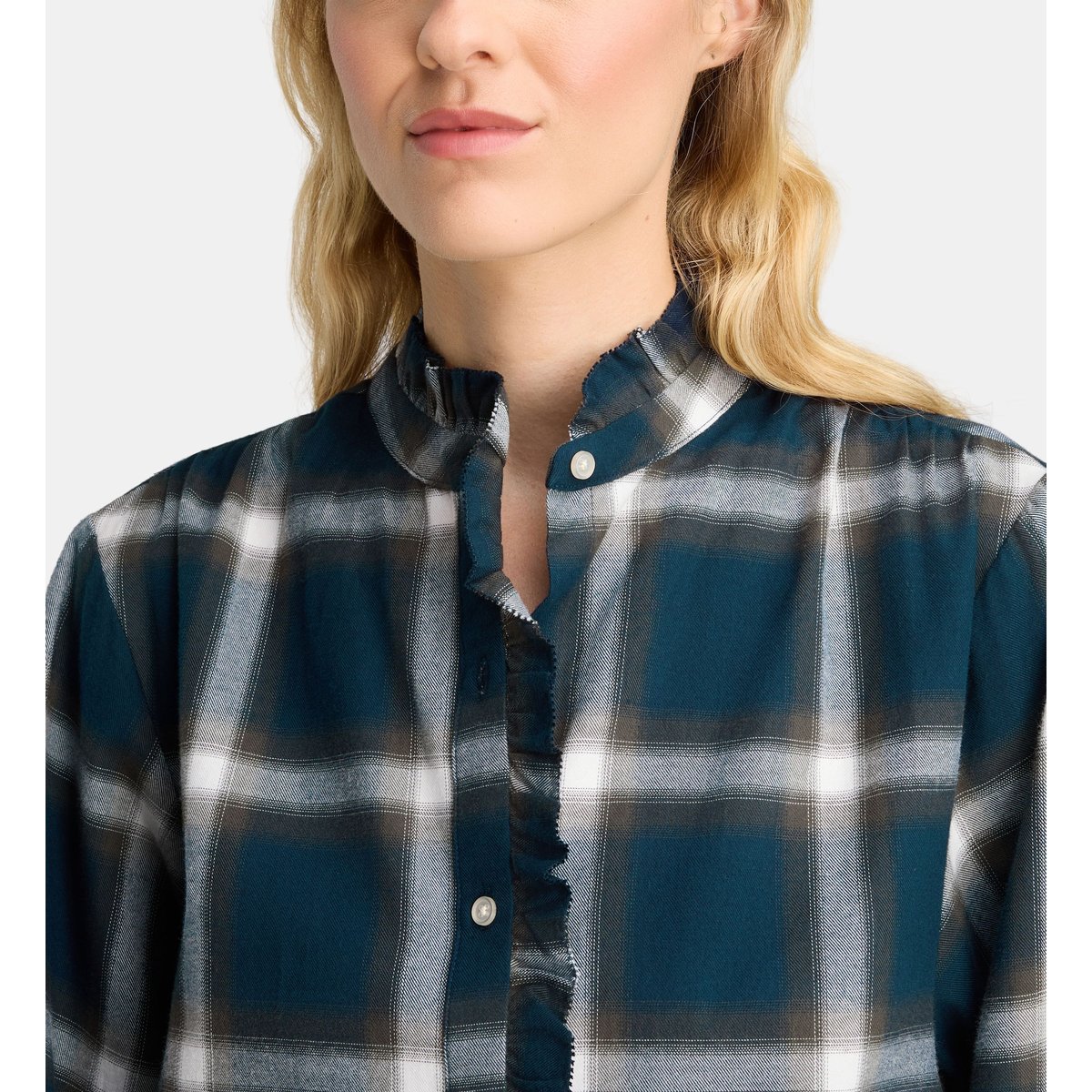 Chemise droite paloma fla ganse carreaux coton bleu marine, GALERIES LAFAYETTE