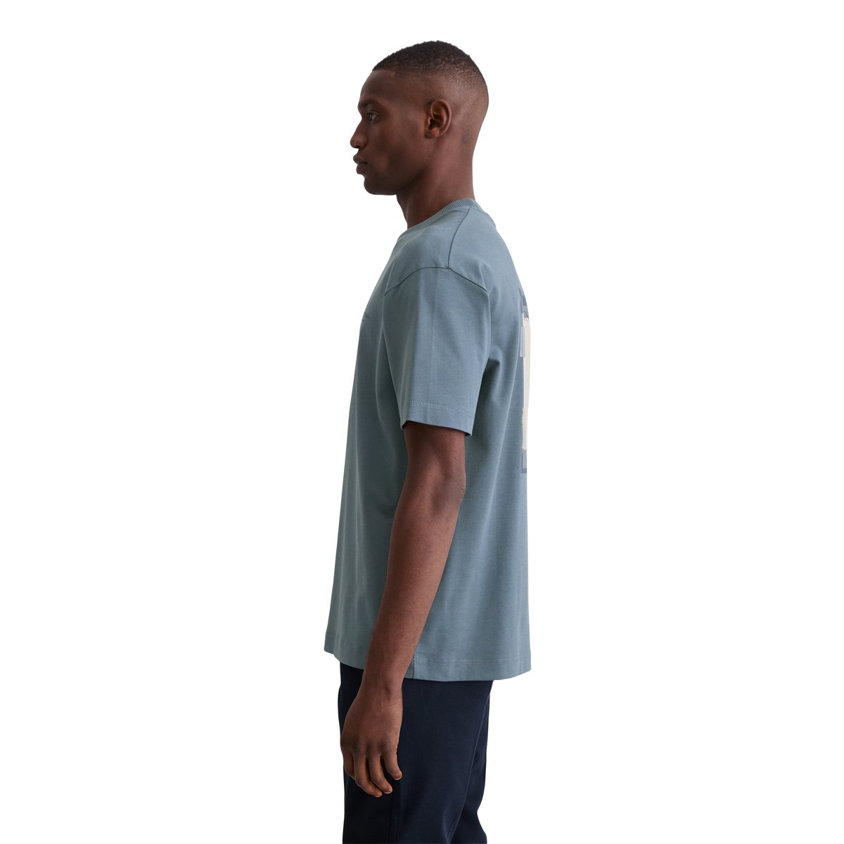 T-shirt DfC relaxed Heavy Jersey avec imprimé dans le dos bleu moyen, MARC O'POLO