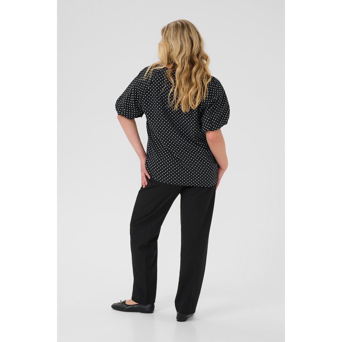 Blouse à manches courtes noir blanc pois, KAFFE CURVE