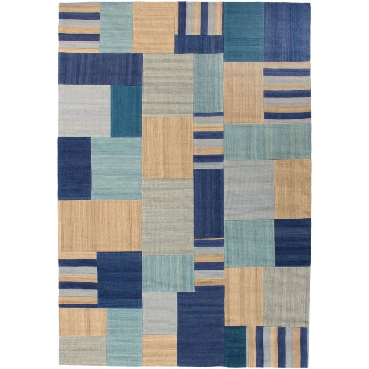 Tapis en coton fait main, RADICAL bleu, multicolore, ARTE ESPINA