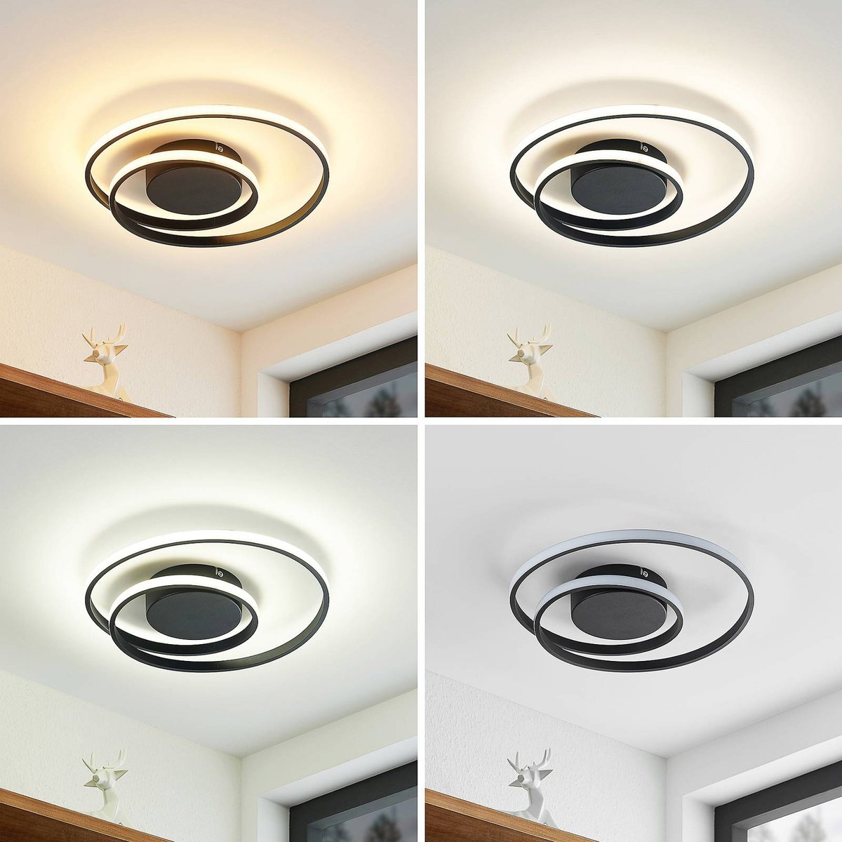Plafonnier en aluminium moderneLED, Emisua noir mat, LINDBY