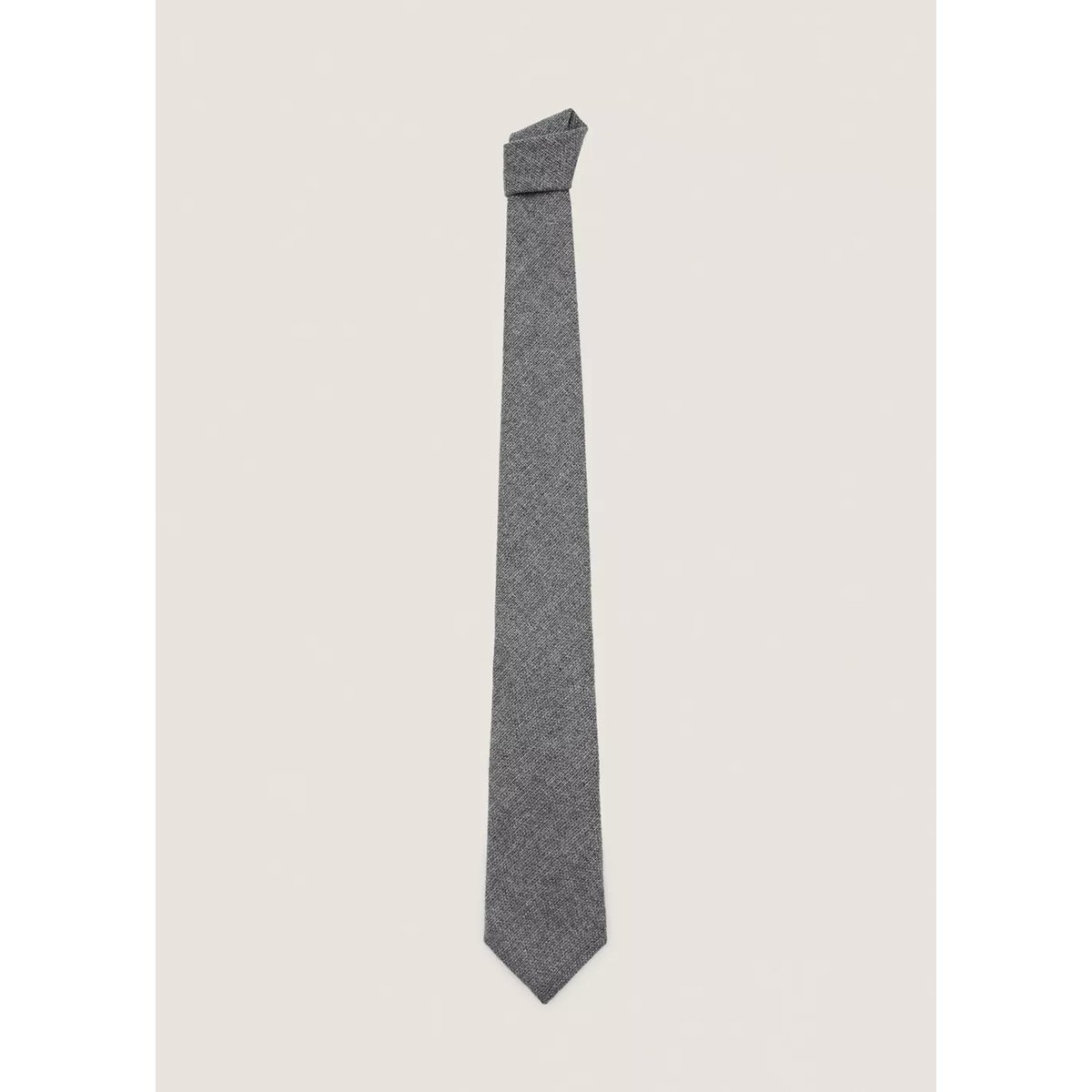 Cravate en mélange de laine vierge et de cachemire gris, MANGO MAN