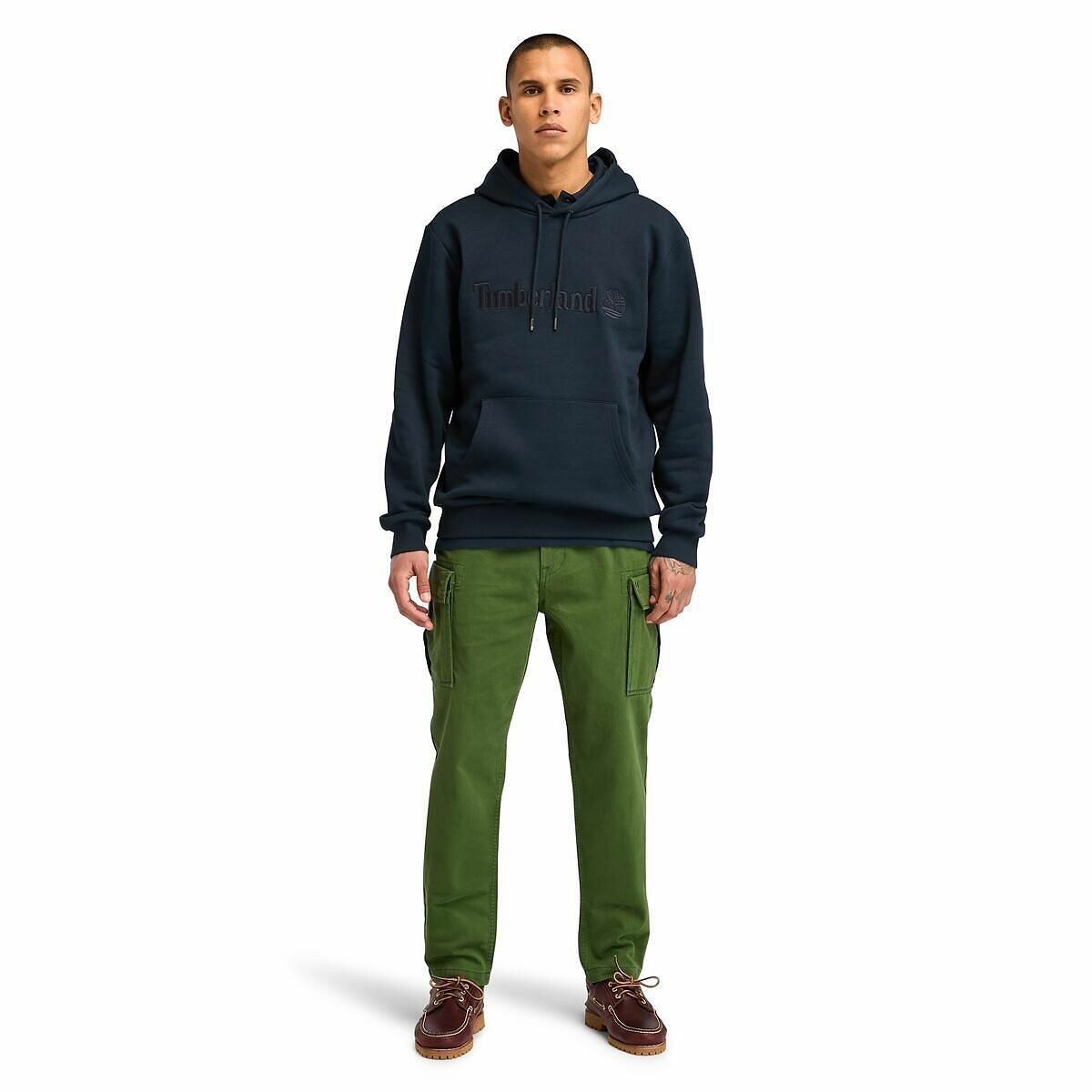 Hoodie met geborduurd ton sur ton logo marineblauw, TIMBERLAND