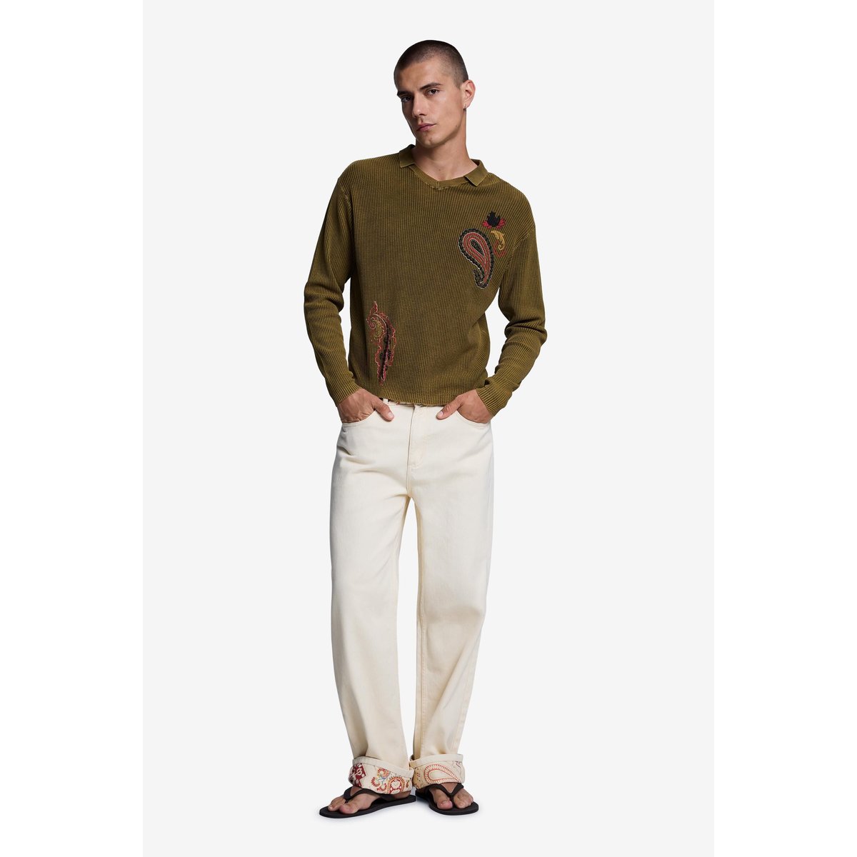 Polo en maille imprimé vert, DESIGUAL