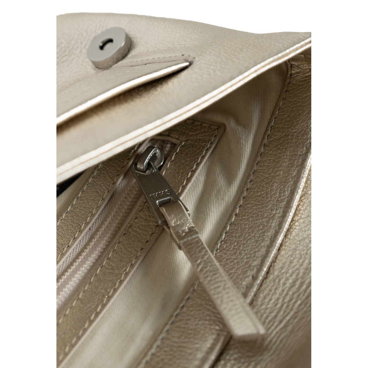 Pochette cuir métallisé champagne, IKKS