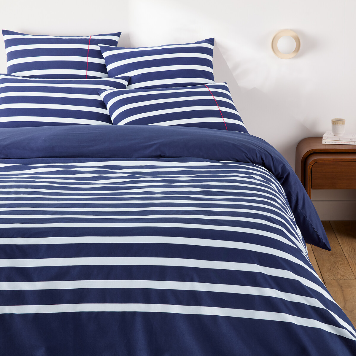 Malo Striped Cotton Duvet Cover navy/white, LA REDOUTE INTERIEURS