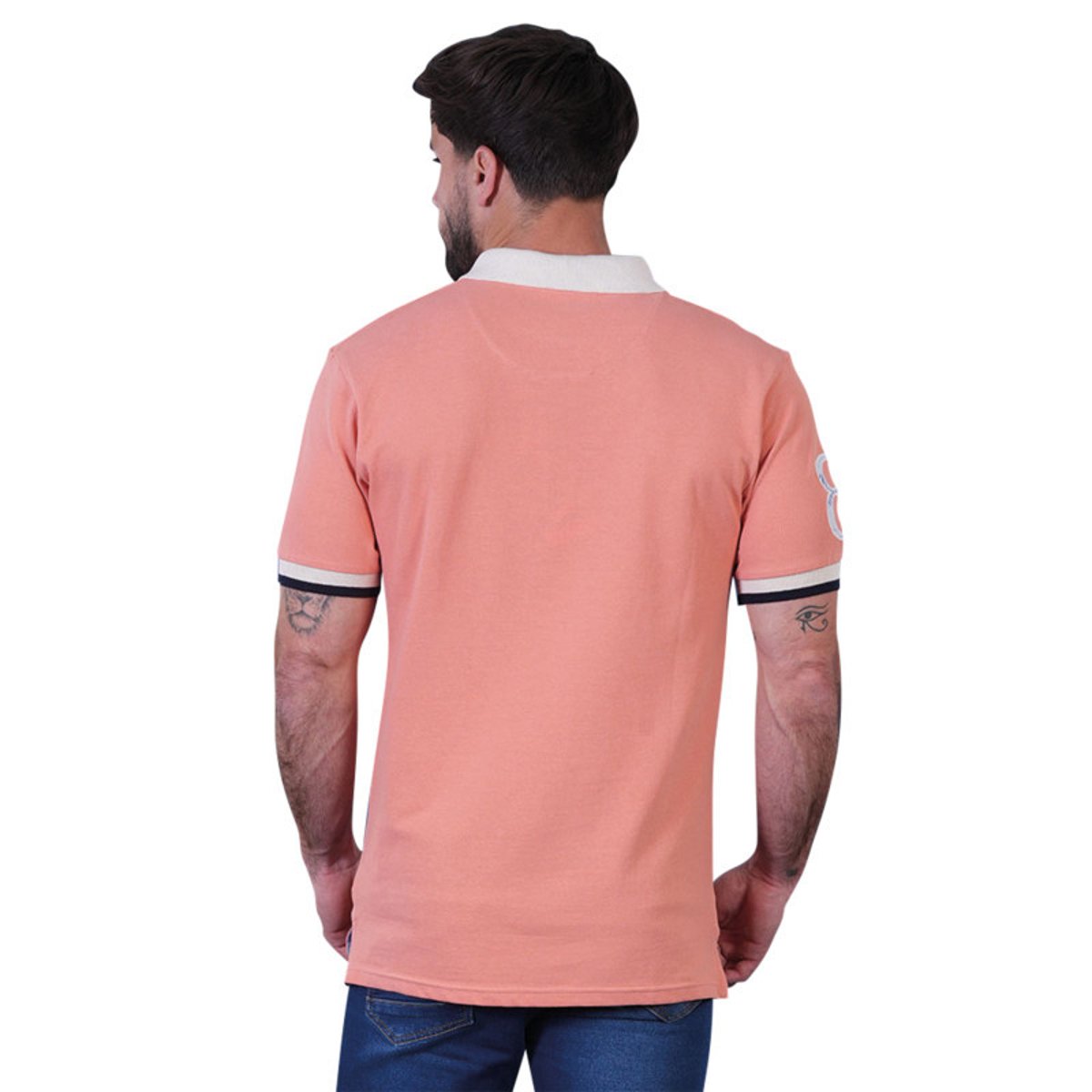 Polo en coton biologique corail uni pourvu d'un col boutonné rose, RUCKFIELD