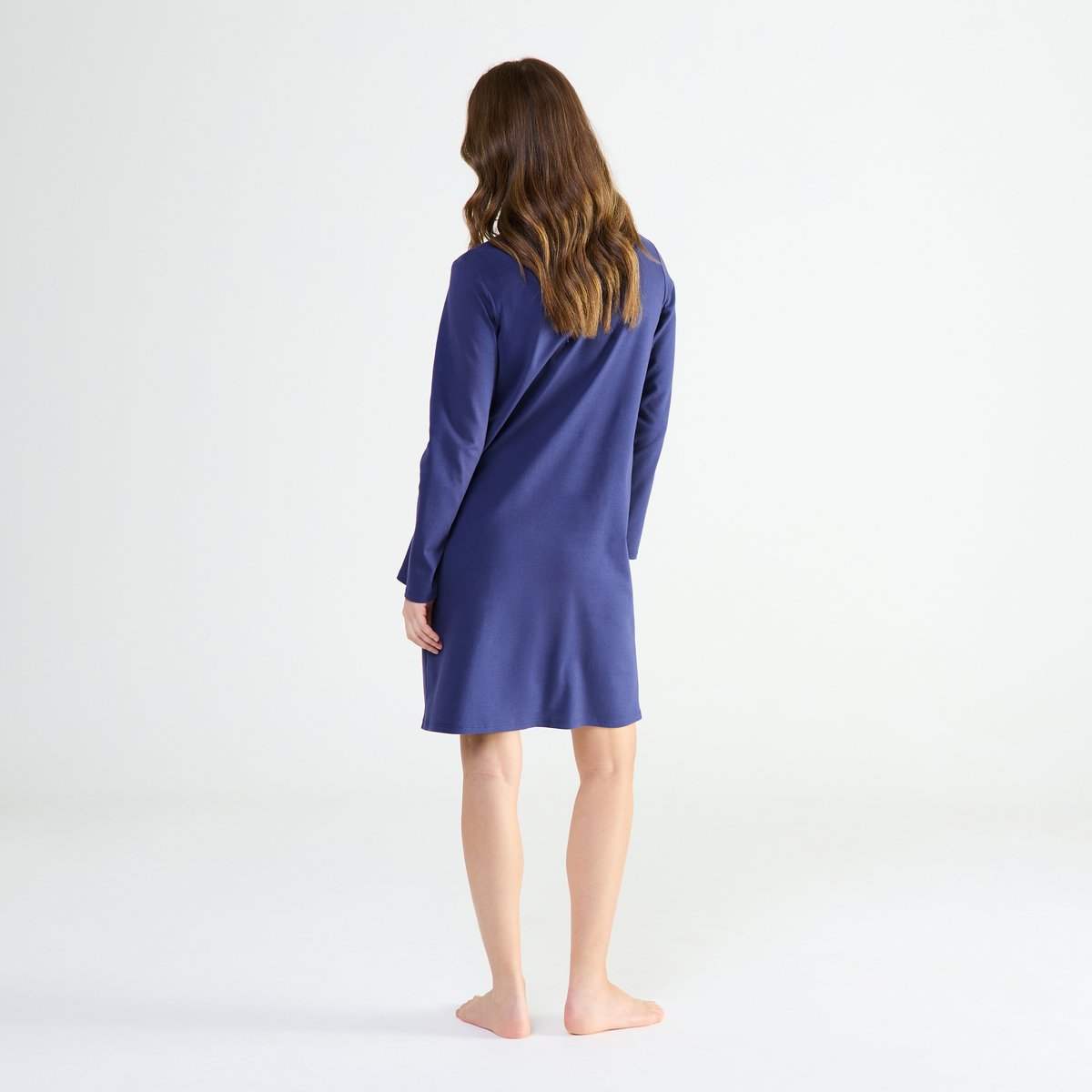 Chemise de nuit col polo en coton MYSTÉRIEUSE marine, LAURENCE TAVERNIER