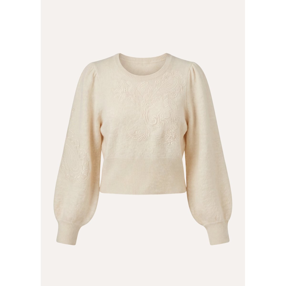 Pull manches longues col rond ecru, LA FEE MARABOUTEE