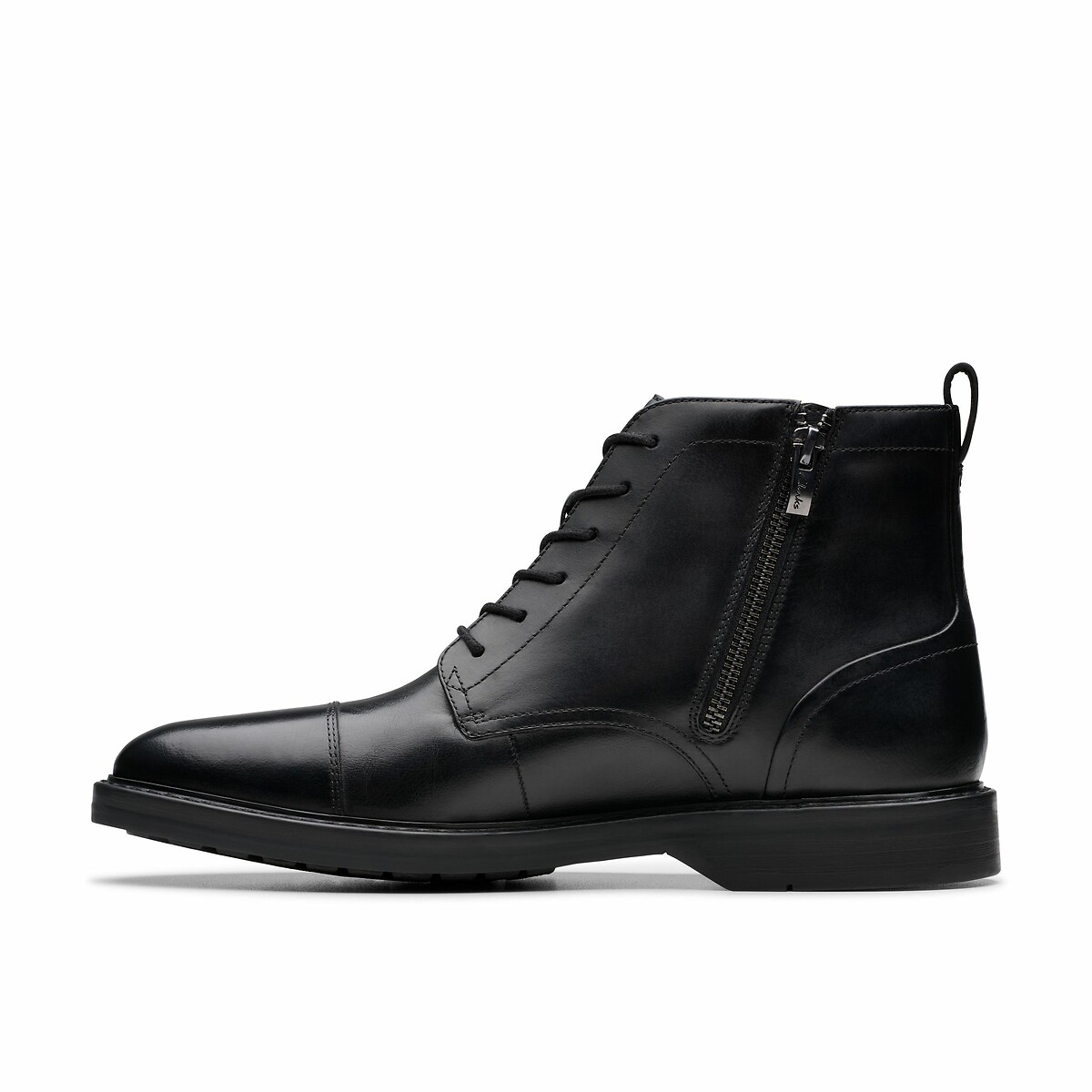 Aldwin Cap Ankle Boots in Leather with Lace-Up Fastening black, CLARKS