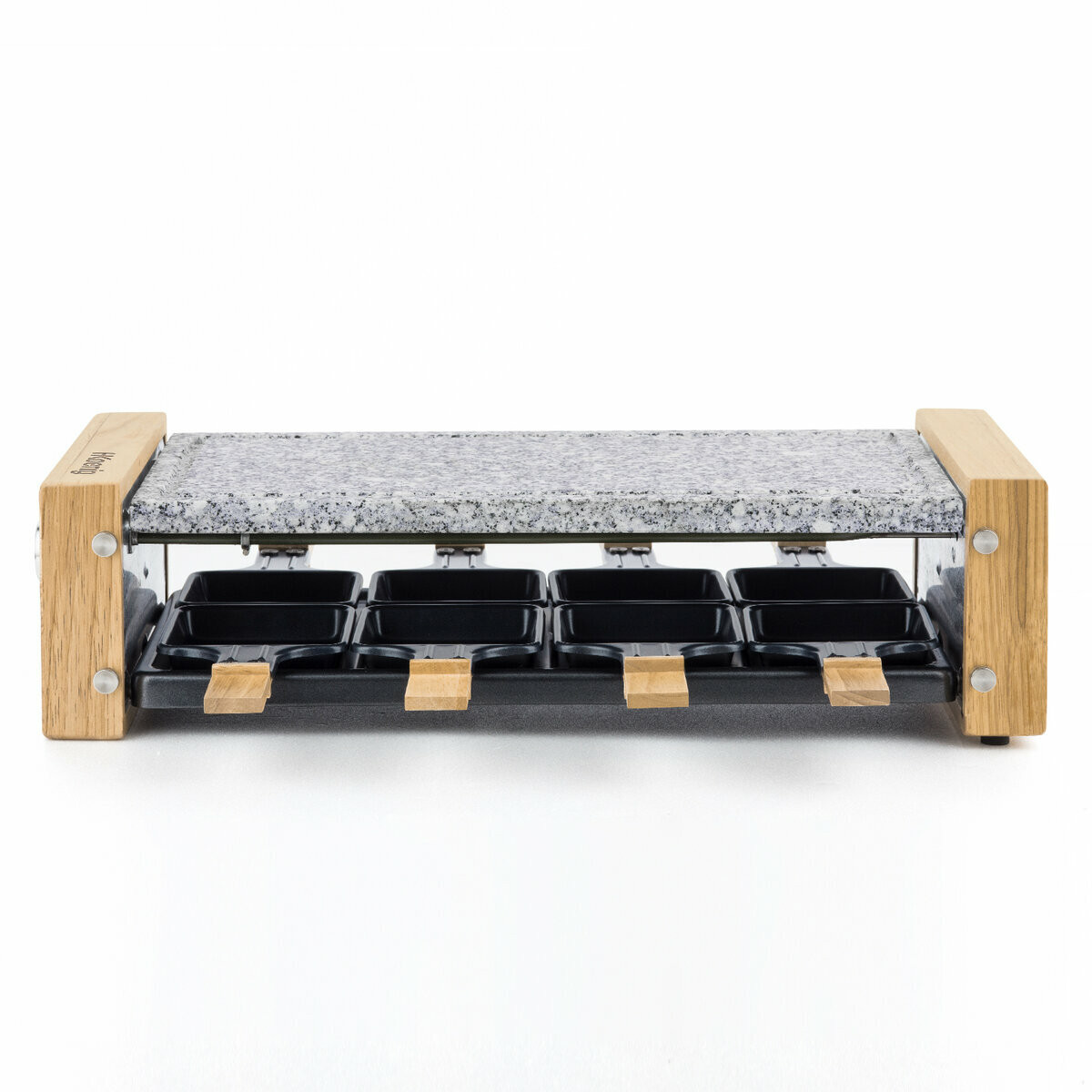 raclette et pierre à cuire 8 personnes design bois - wod8 gris, H.KOENIG