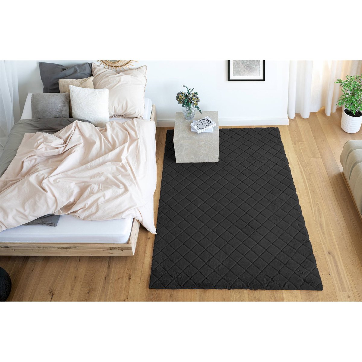 Tapis rectangulaire tufté, Imala noir profond uni, ARTE ESPINA