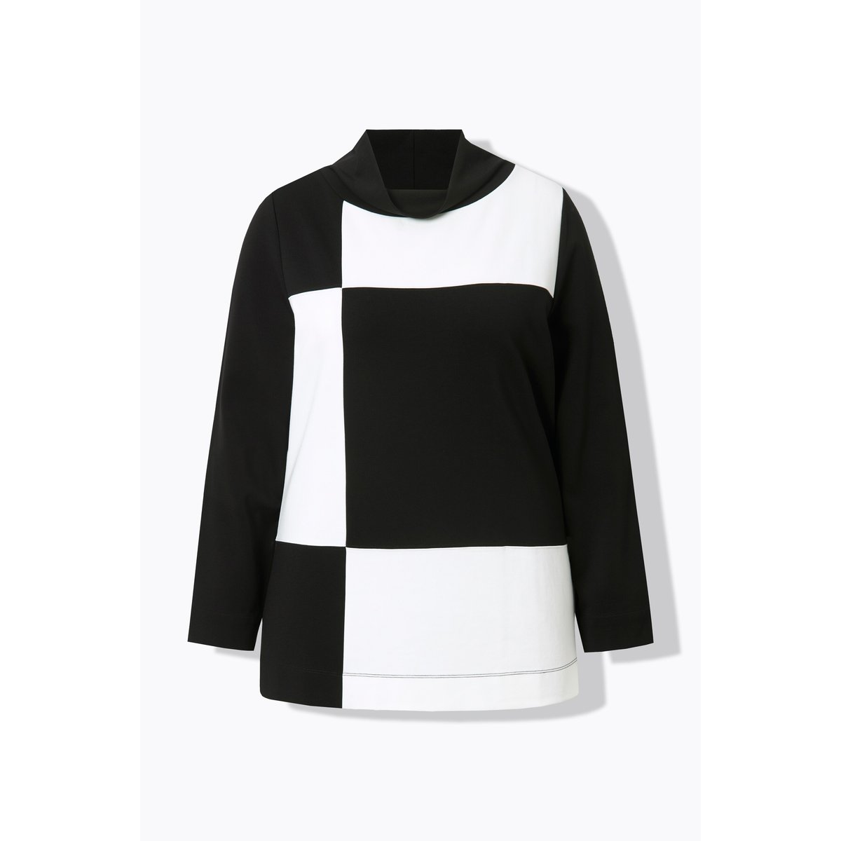 Sweat-shirt en modal mélangé à carreaux noir, ULLA POPKEN