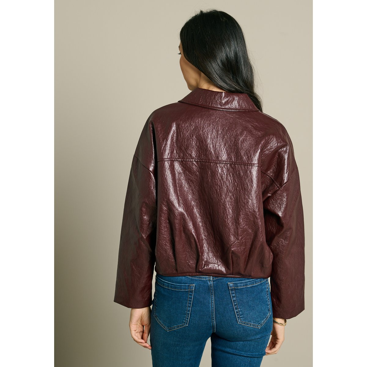 Veste bomber en similicuir bordeaux wine, LOLALIZA