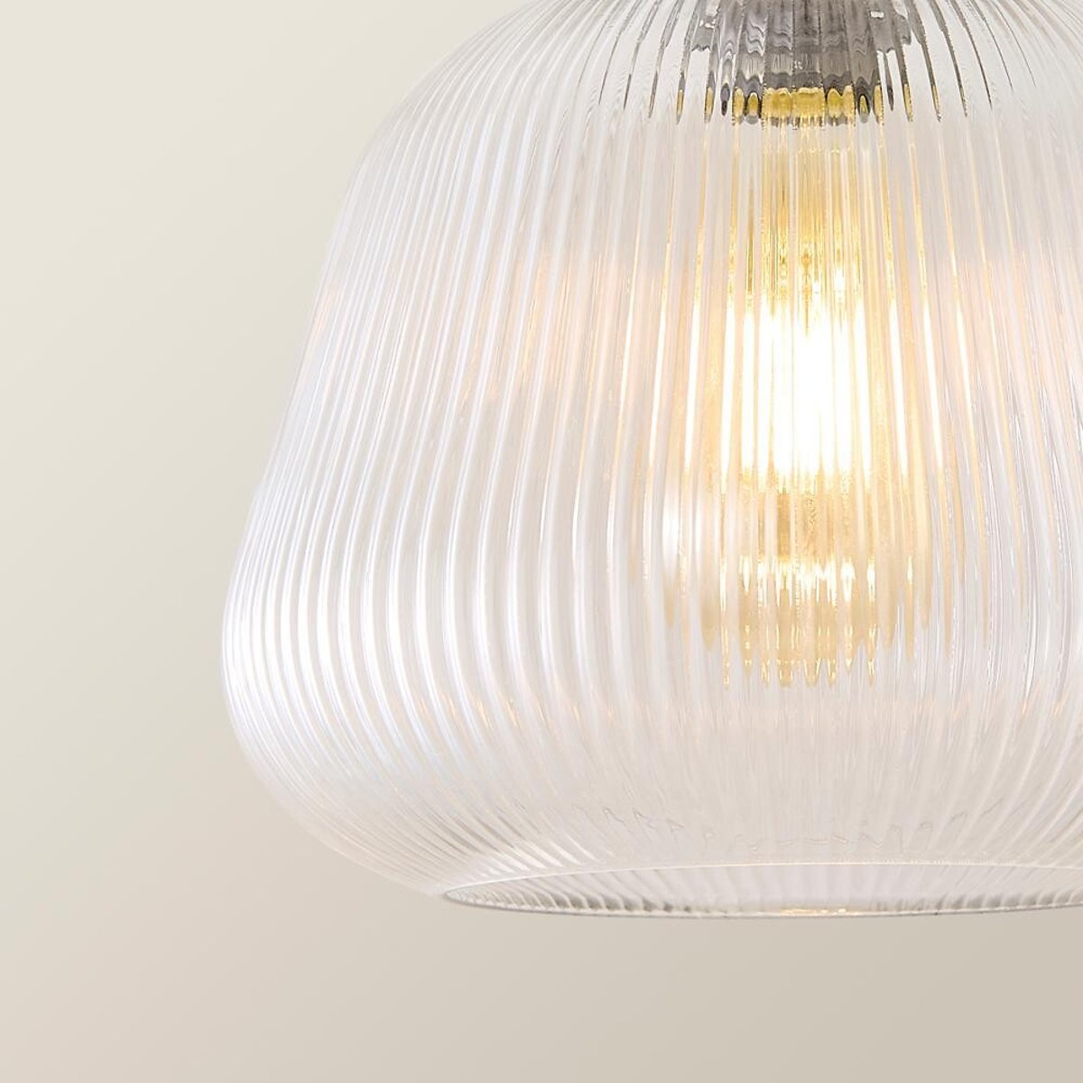 Delaney Ribbed Bell Glass Pendant Light with Filament Bulb brushed brass, ÉDITÉ