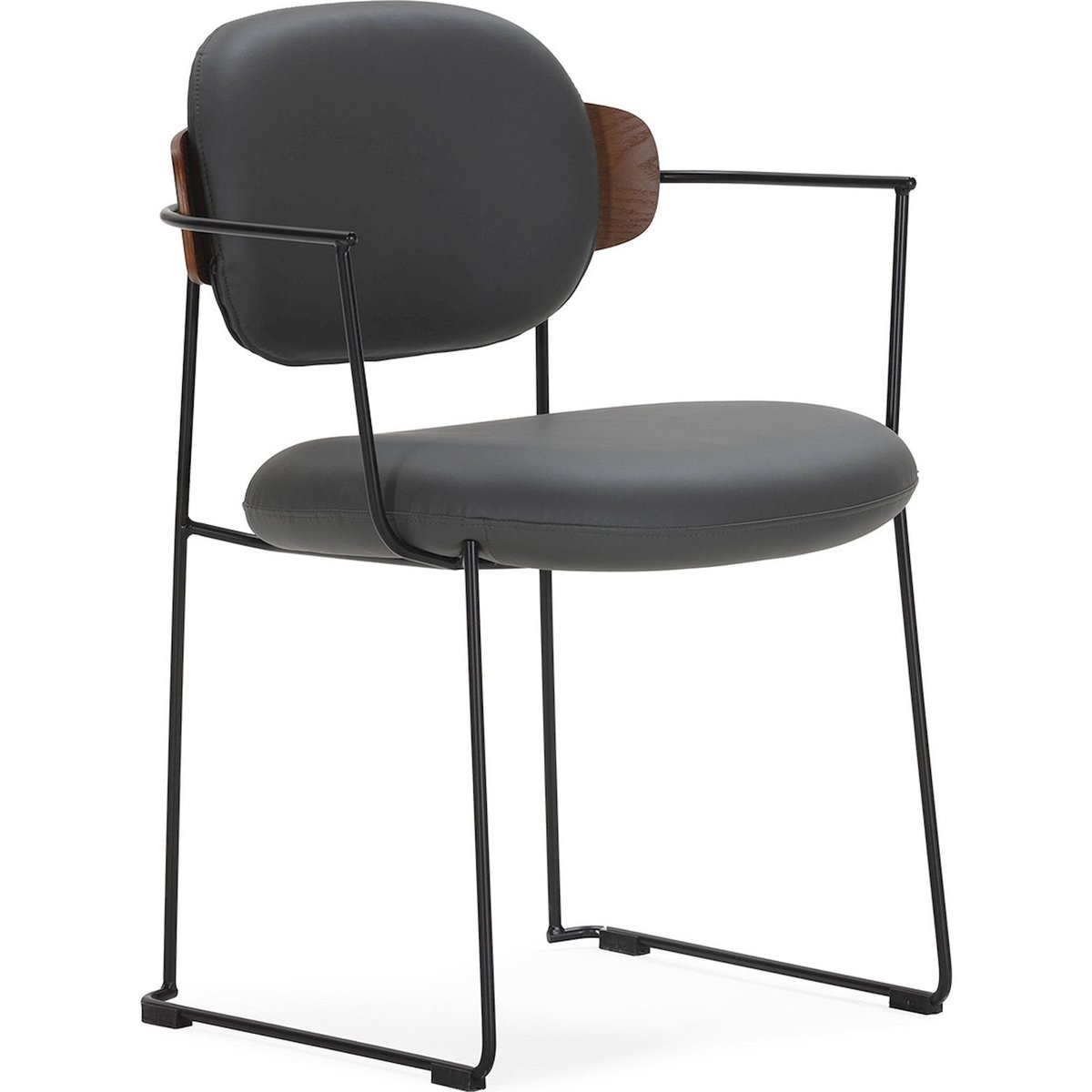 Chaise en métal et bois style contemporain noir, naturel et gris, RECOLLECTION