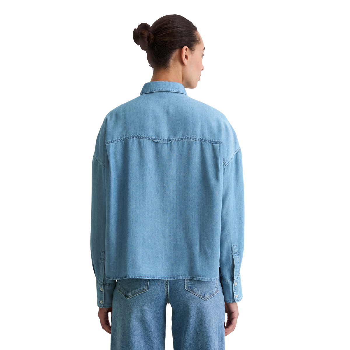 Blouse en jean regular en TENCEL™ Lyocell bleu moyen, MARC O'POLO