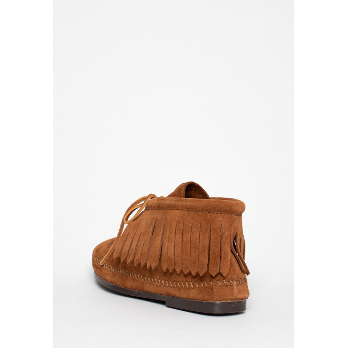 Mocassins montants en daim CLASSIC FRINGE marron, MINNETONKA