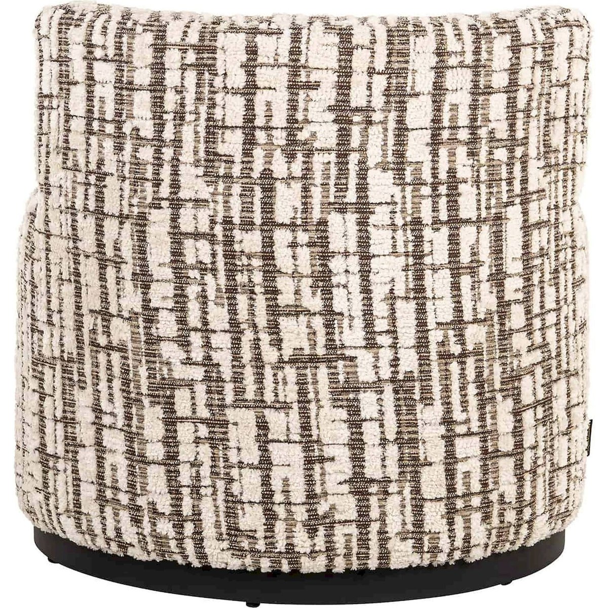 Fauteuil lounge rond, Dalia crème texturé motif marron, RECOLLECTION