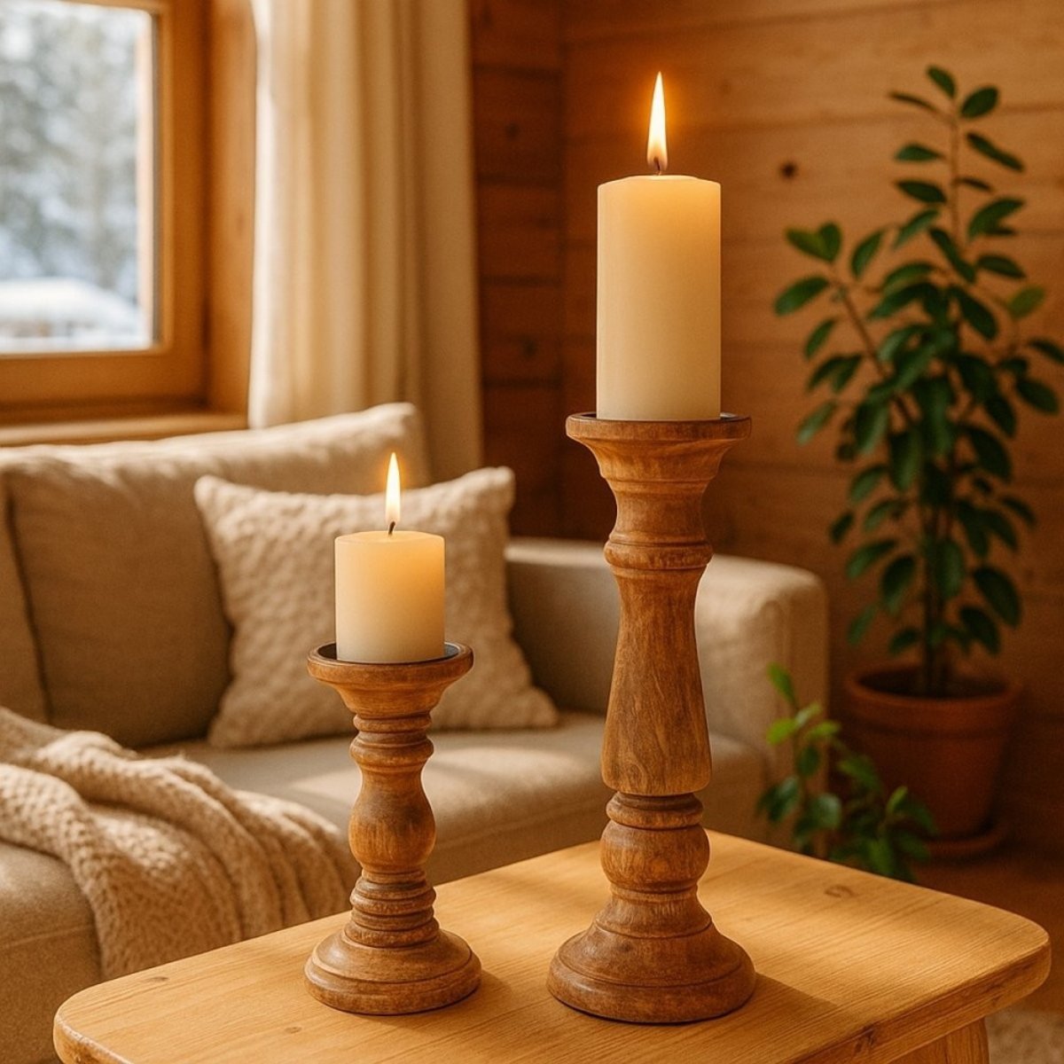 Set de 2 chandeliers en manguier naturel, ORNAMI