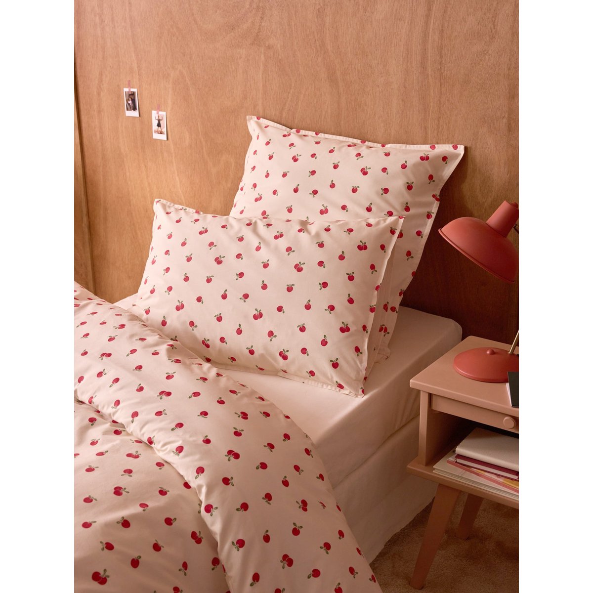 Taie d'oreiller percale de coton "Lady Apple" rouge, CYRILLUS