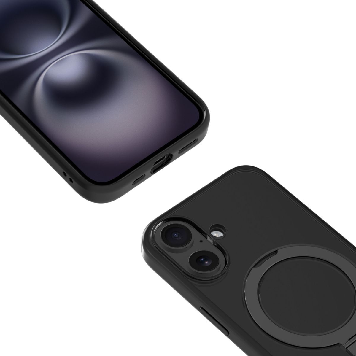 Coque iPhone 17 Pro Max Magnétique Stand Noir couleur unique, ADEQWAT