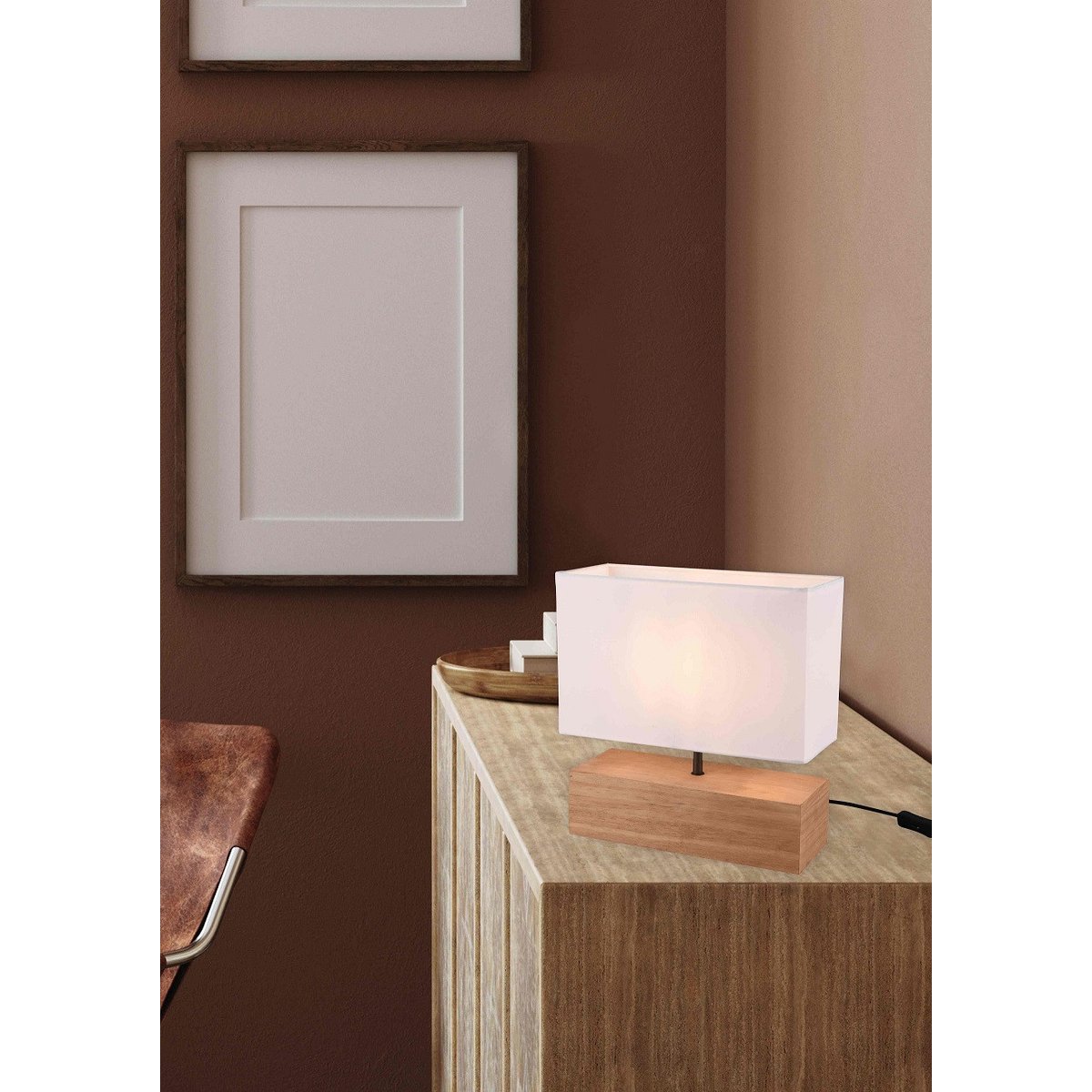 Lampe design en bois scandinave, WOODY blanc, TRIO