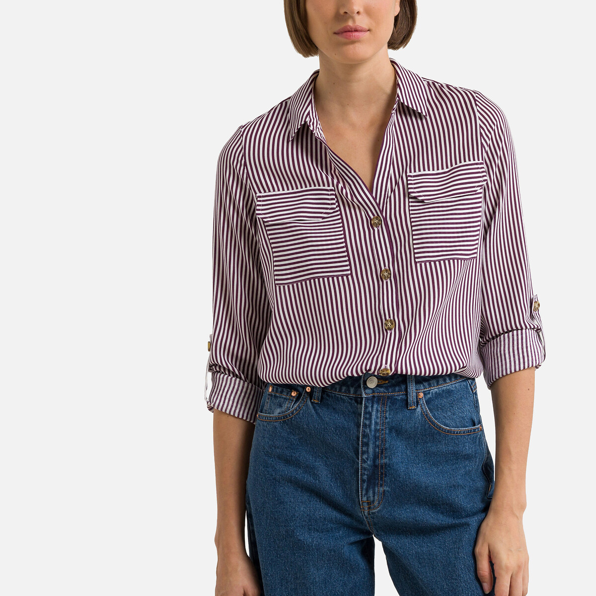 Camisa fluida branco/bordeaux , VERO MODA