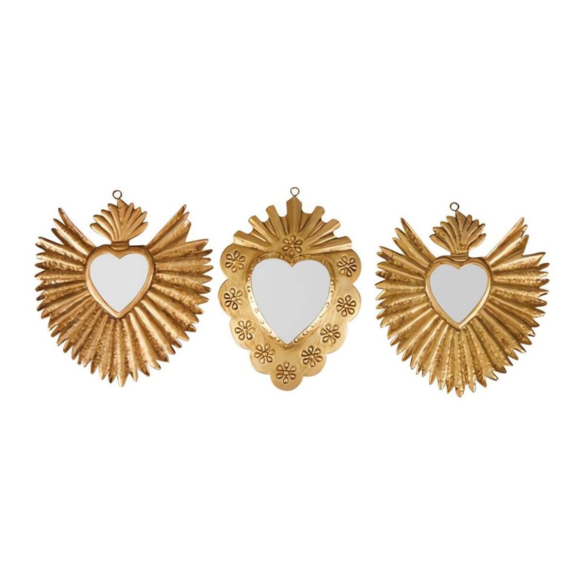 Lot De 3 Miroirs Métal Doré Exvoto or, DECORATIE