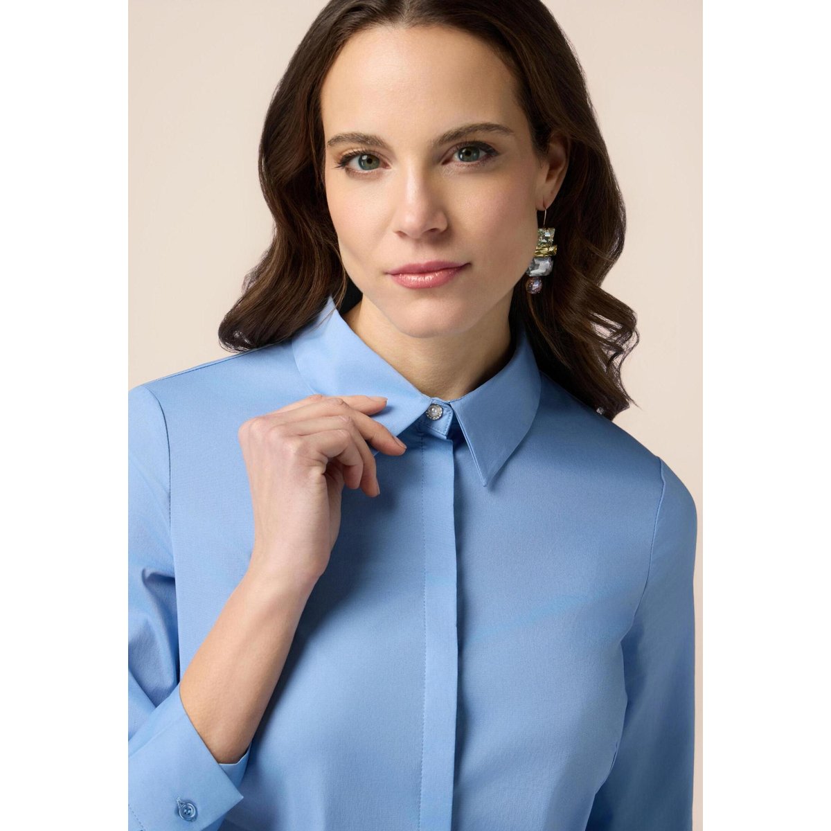 Chemise avec bouton bijou light - blue, OLTRE