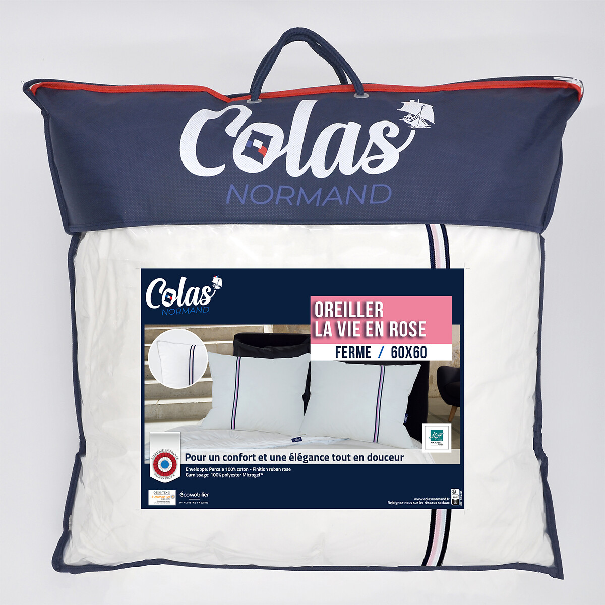 Oreiller ferme la vie en rose blanc, COLAS NORMAND