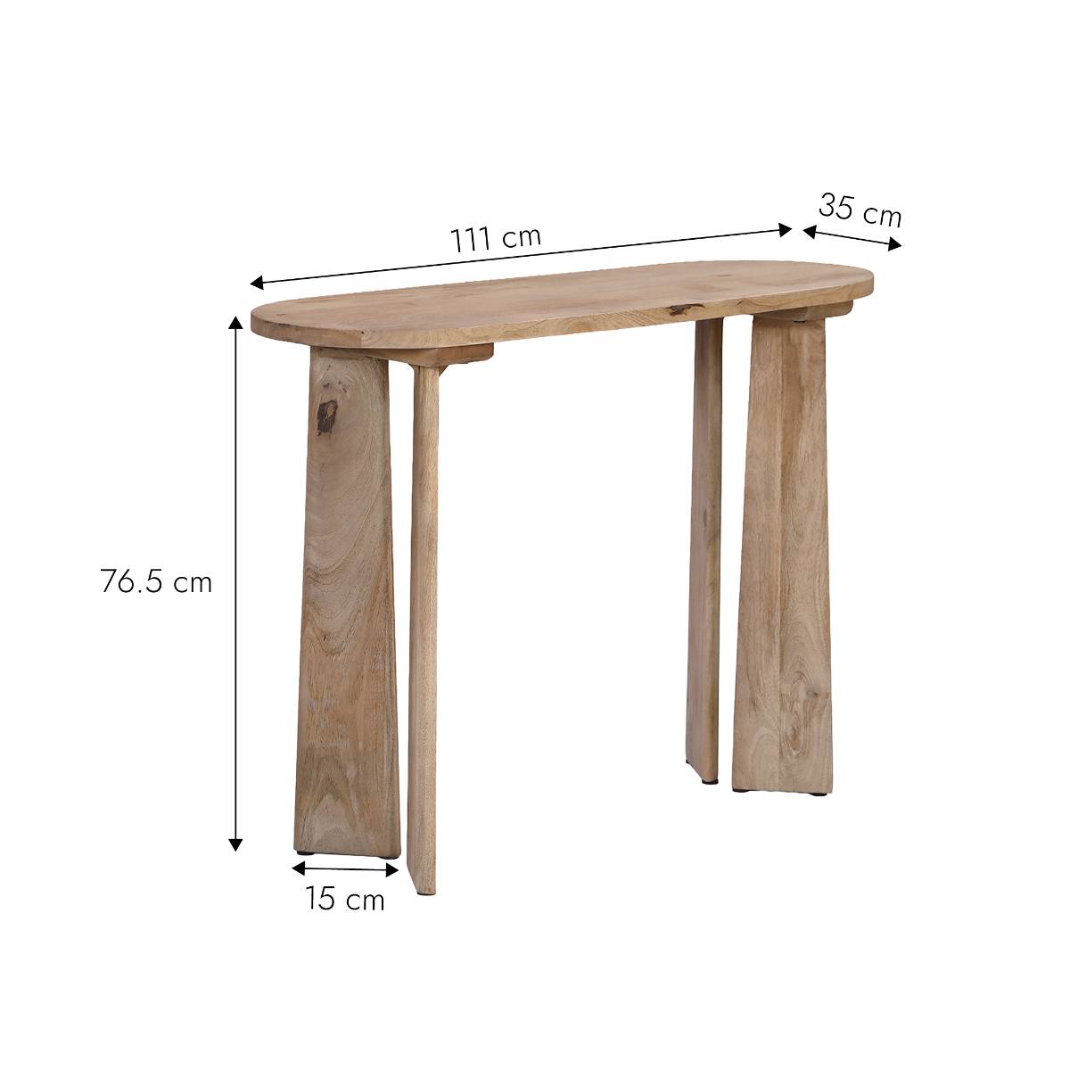 Console en bois de manguier LILEA bois clair, MADE IN MEUBLES 